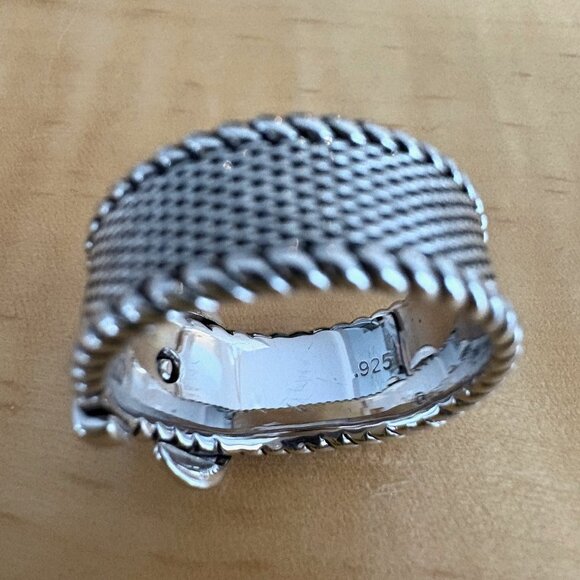 Rhodium Plated Solid Sterling Silver Buckle Ring  Size 7 NWOT Artisan made - Picture 10 of 11
